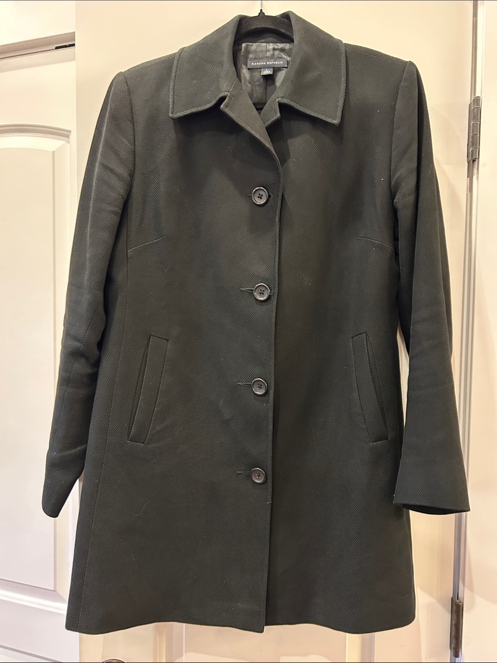 Banana Republic Women's Black Cotton Single-Breasted Jacket